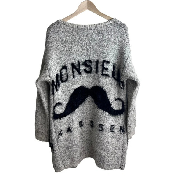 Around & Center • Fuzzy Mustache Open Cardigan - Picture 2 of 7